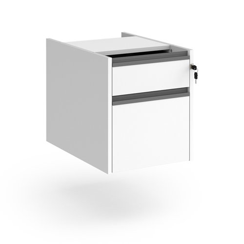 Contract 2 Drawer Fixed Pedestal With Graphite Finger Pull Handles White