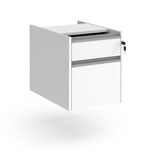 CF2FP-S-WH Contract 2 drawer fixed pedestal with silver finger pull handles - white