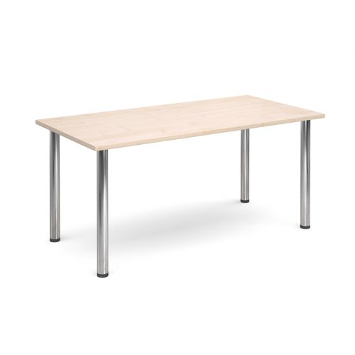 Rectangular deluxe chrome radial leg table 1600mm x 800mm - maple