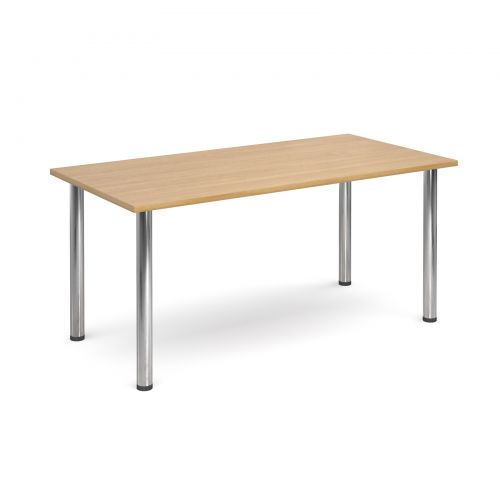 Rectangular deluxe chrome radial leg table 1600mm x 800mm - oak