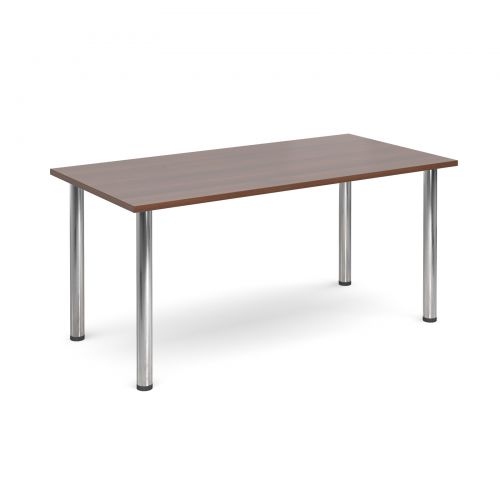 Rectangular deluxe chrome radial leg table 1600mm x 800mm - walnut