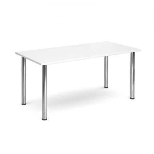 Rectangular deluxe chrome radial leg table 1600mm x 800mm - white