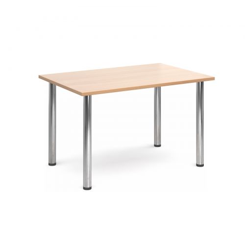 Rectangular deluxe chrome radial leg table 1300mm x 800mm - beech