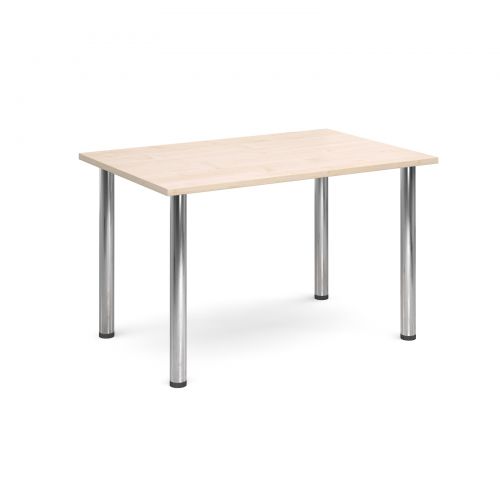 Rectangular deluxe chrome radial leg table 1300mm x 800mm - maple