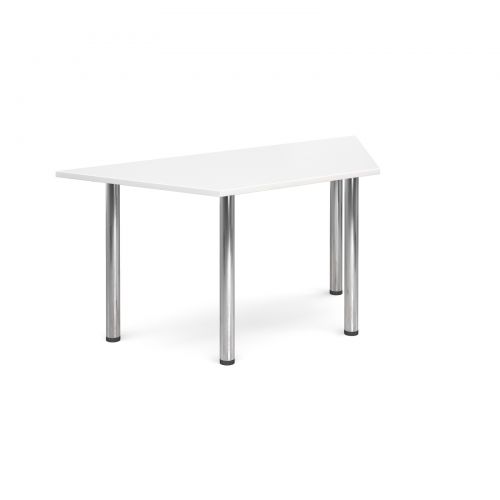 Trapezoidal deluxe chrome radial leg table 1600mm x 800mm - white