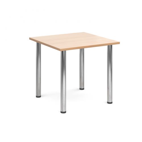 Rectangular deluxe chrome radial leg table 800mm x 800mm - beech