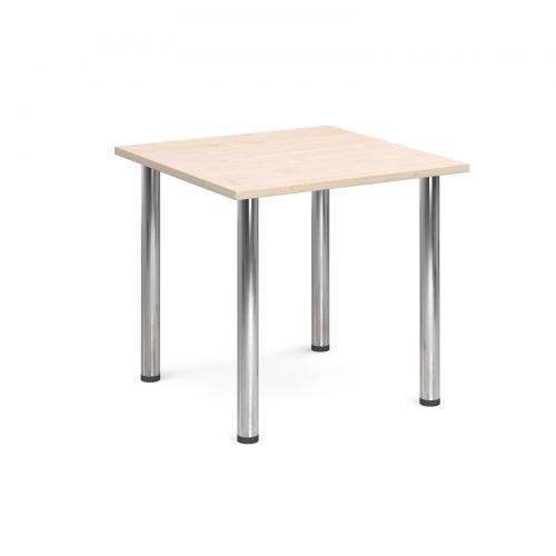 Rectangular deluxe chrome radial leg table 800mm x 800mm - maple