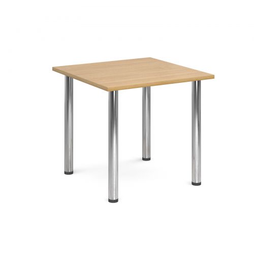 Rectangular deluxe chrome radial leg table 800mm x 800mm - oak