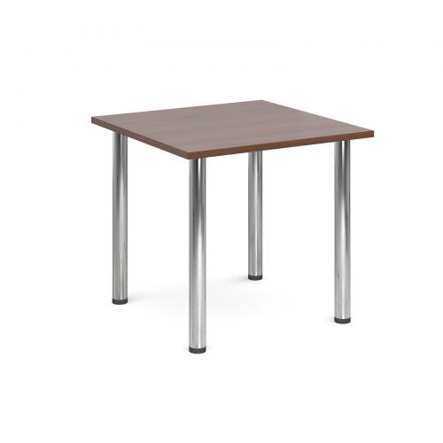 Rectangular deluxe chrome radial leg table 800mm x 800mm - walnut