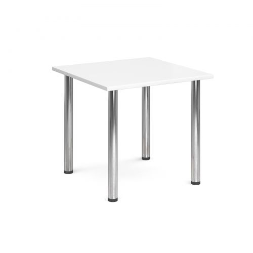 Rectangular deluxe chrome radial leg table 800mm x 800mm - white