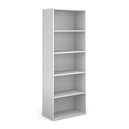 Contract bookcase 2030mm high with 4 shelves - white