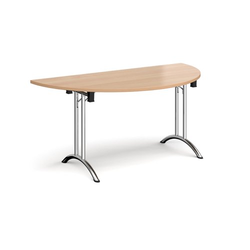 Semi circular folding leg table with curved feet