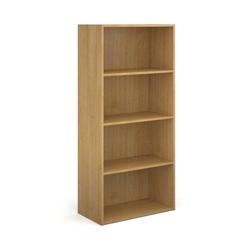 Contract bookcase 1630mm high with 3 shelves - oak