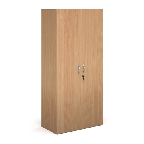 Contract double door cupboard 1630mm high with 3 shelves - beech