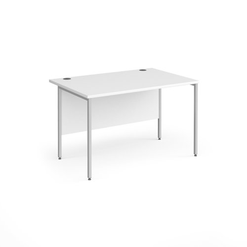 Contract 25 straight desk with silver H-Frame leg 1200mm x 800mm - white top