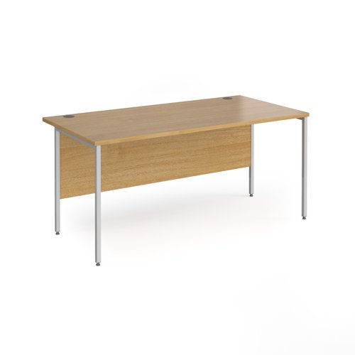 Contract 25 straight desk with silver H-Frame leg 1600mm x 800mm - oak top