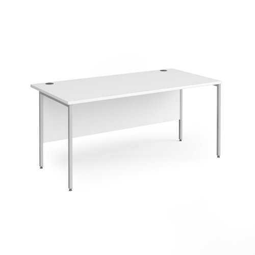 Contract 25 straight desk with silver H-Frame leg 1600mm x 800mm - white top