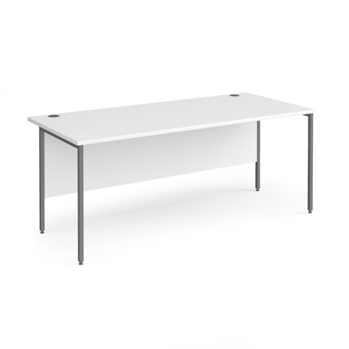 Contract 25 straight desk with graphite H-Frame leg 1800mm x 800mm - white top