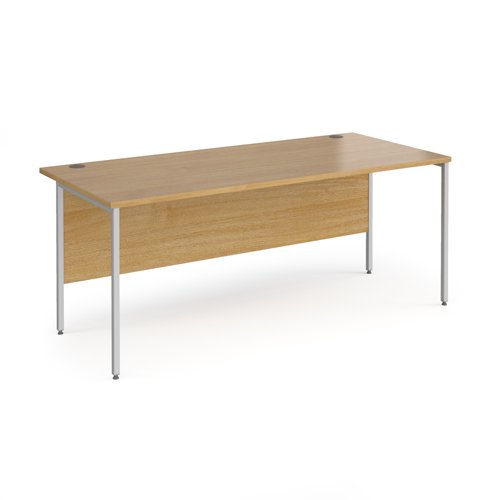 Contract 25 straight desk with silver H-Frame leg 1800mm x 800mm - oak top