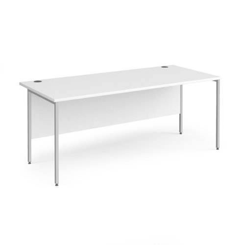Contract 25 straight desk with silver H-Frame leg 1800mm x 800mm - white top