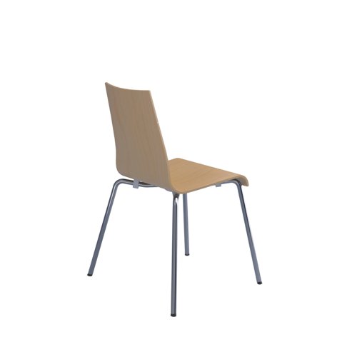 Fundamental dining chair in beech with chrome frame Canteen Chairs CH2012-B-C