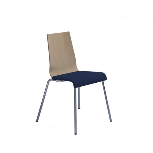 Fundamental dining chair with beech back, fabric seat and chrome frame - made to order fabric