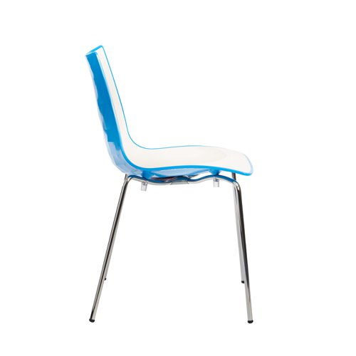 CH8301-BL Gecko shell dining stacking chair with chrome legs - blue