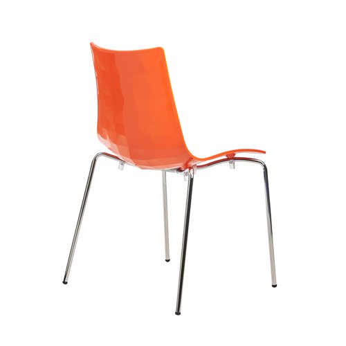CH8301-OR Gecko shell dining stacking chair with chrome legs - orange