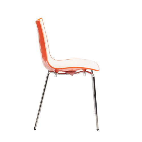 Gecko shell dining stacking chair with chrome legs - orange CH8301-OR Buy online at Office 5Star or contact us Tel 01594 810081 for assistance