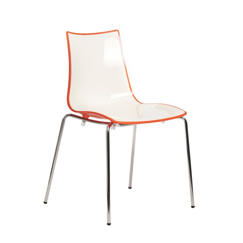 Gecko shell dining stacking chair with chrome legs - orange Canteen Chairs CH8301-OR