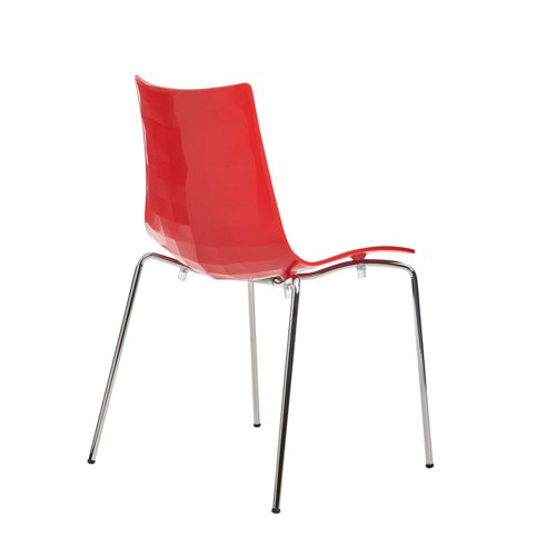 Gecko shell dining stacking chair with chrome legs - red Canteen Chairs CH8301-RE
