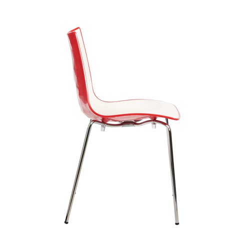 CH8301-RE Gecko shell dining stacking chair with chrome legs - red