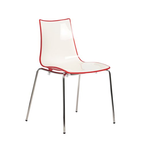 Gecko Shell Dining Stacking Chair With Chrome Legs Red