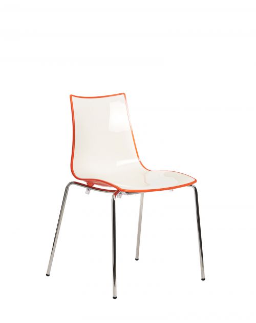 Gecko shell dining stacking chair with chrome legs - orange