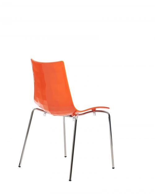 Gecko shell dining stacking chair with chrome legs - orange