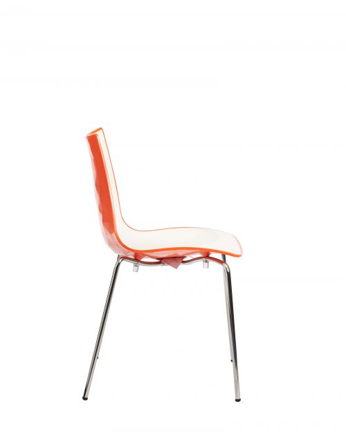 Gecko shell dining stacking chair with chrome legs - orange