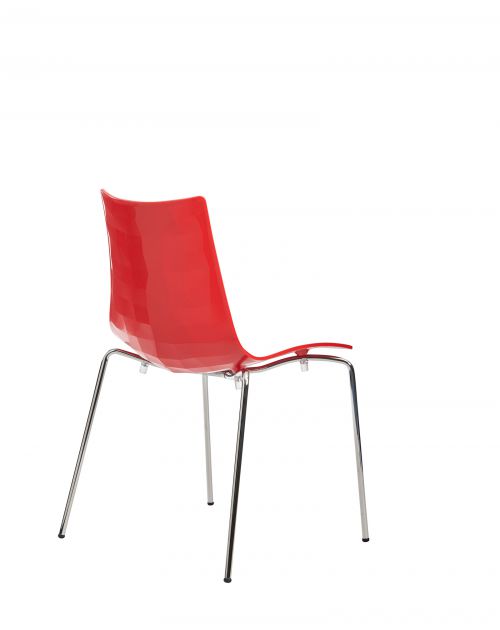 Gecko shell dining stacking chair with chrome legs - red
