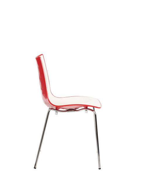 Gecko shell dining stacking chair with chrome legs - red