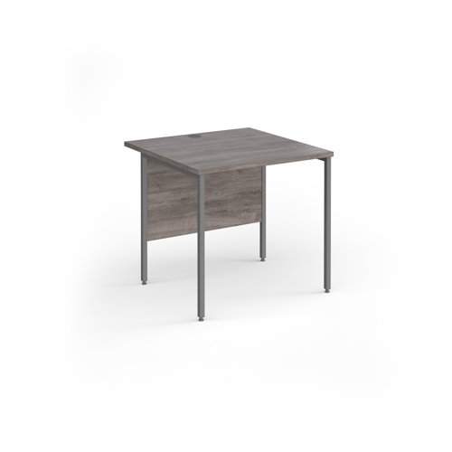 Contract 25 straight desk with graphite H-Frame leg 800mm x 800mm - grey oak top