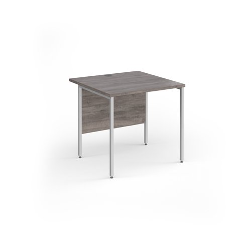 Contract 25 straight desk with white H-Frame leg 800mm x 800mm - grey oak top