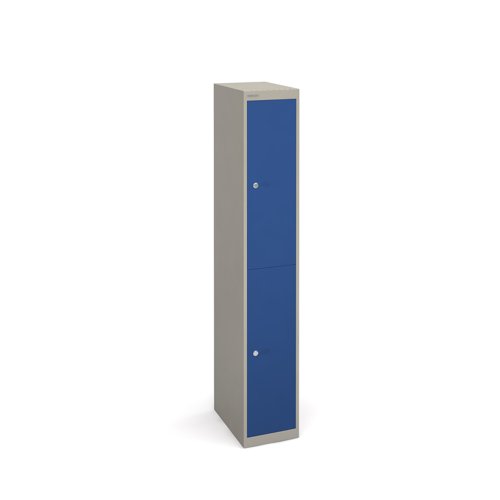 Bisley lockers with 2 doors 457mm deep - grey with blue doors