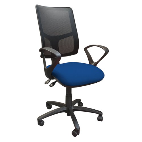 Clifton mesh back operators chair with fixed arms - blue