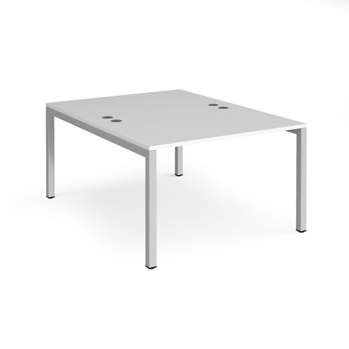 Connex back to back desks 1200mm x 1600mm - silver frame and white top