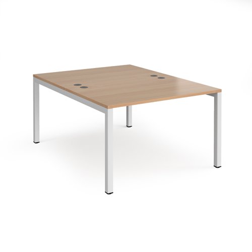 Connex back to back desks 1200mm x 1600mm - white frame and beech top
