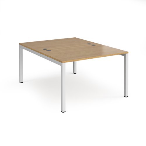 Connex back to back desks 1200mm x 1600mm - white frame and oak top
