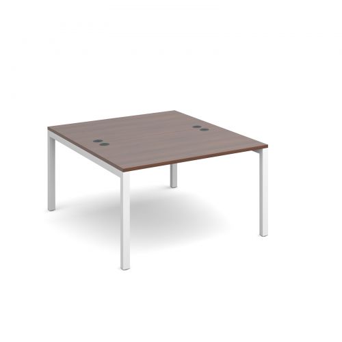Connex back to back desks 1200mm x 1600mm - white frame and walnut top