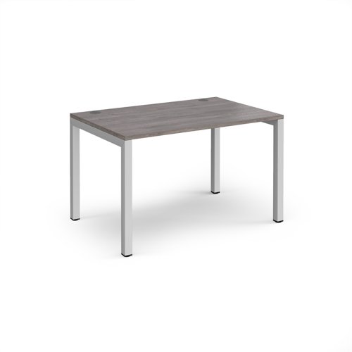 Connex single desk 1200mm x 800mm - silver frame, grey oak top CO128-S-GO Buy online at Office 5Star or contact us Tel 01594 810081 for assistance