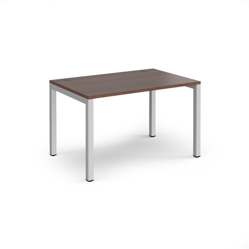 Connex single desk 1200mm x 800mm - silver frame, walnut top CO128-S-W Buy online at Office 5Star or contact us Tel 01594 810081 for assistance