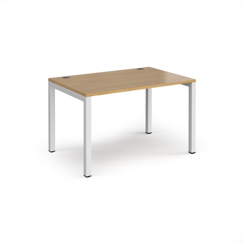 Connex single desk 1200mm x 800mm - white frame, oak top Bench Desking CO128-WH-O