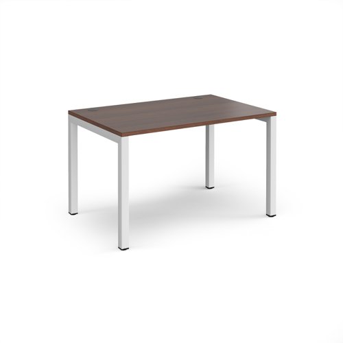 Connex single desk 1200mm x 800mm - white frame, walnut top Bench Desking CO128-WH-W